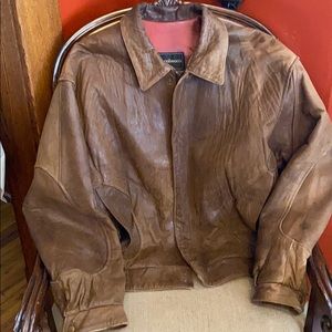 Men’s Brown Leather Bomber Jacket